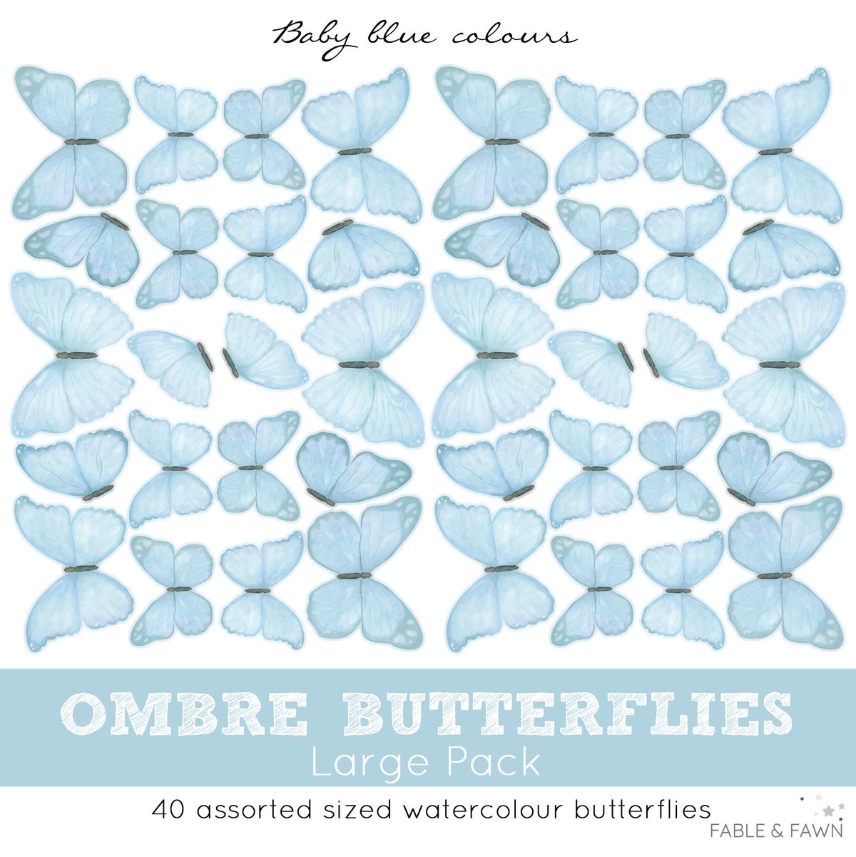 Butterfly Wall Decals (Light Blue)
