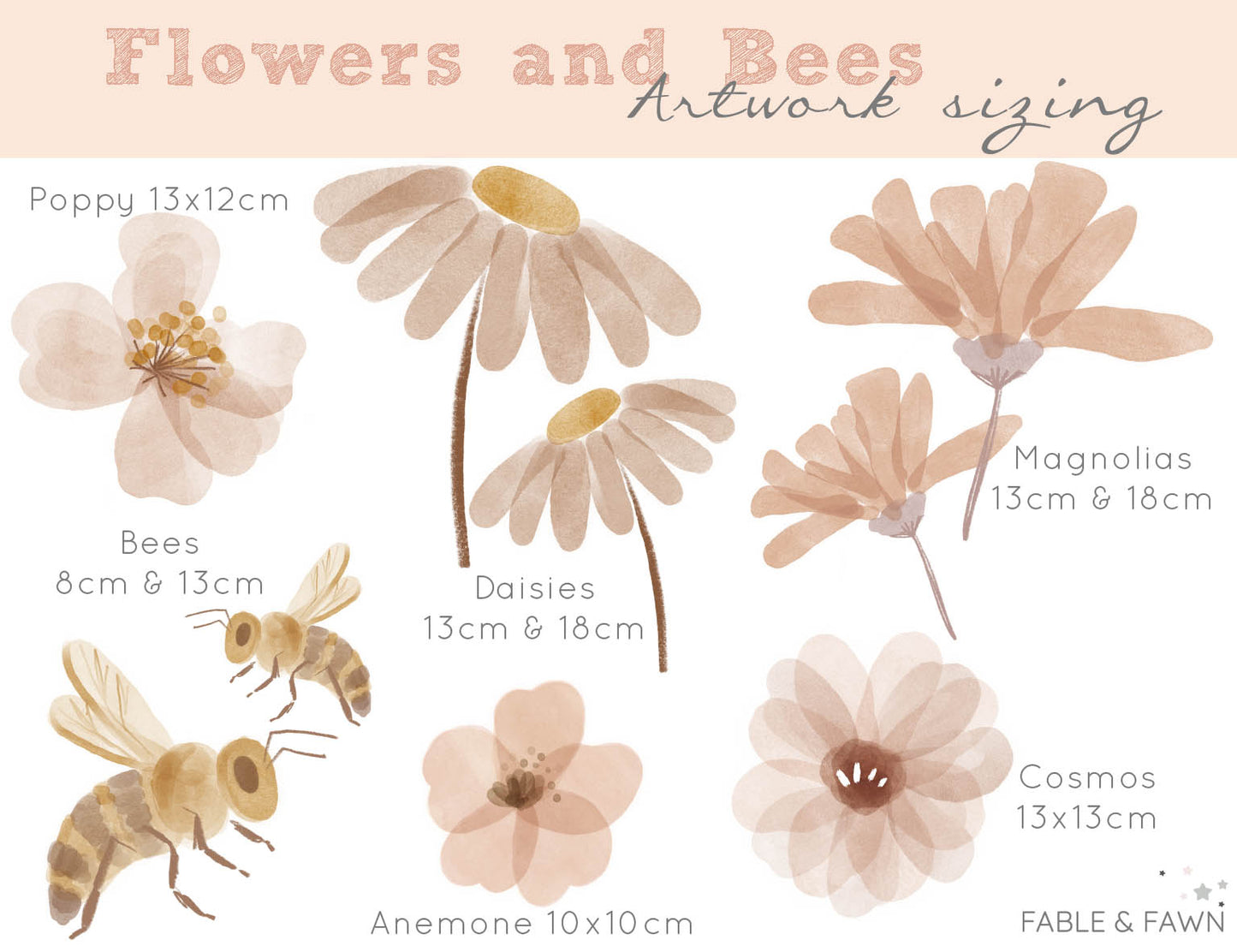 Flower and Bee Wall Decals