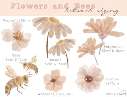 Flower and Bee Wall Decals