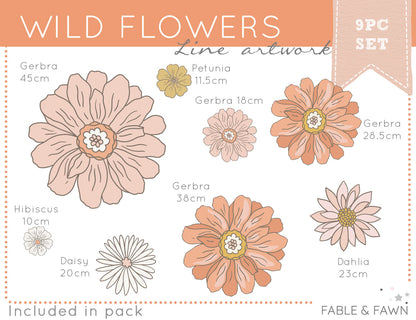 Wild Flowers Wall Decals - Wall Decals - Fable and Fawn 