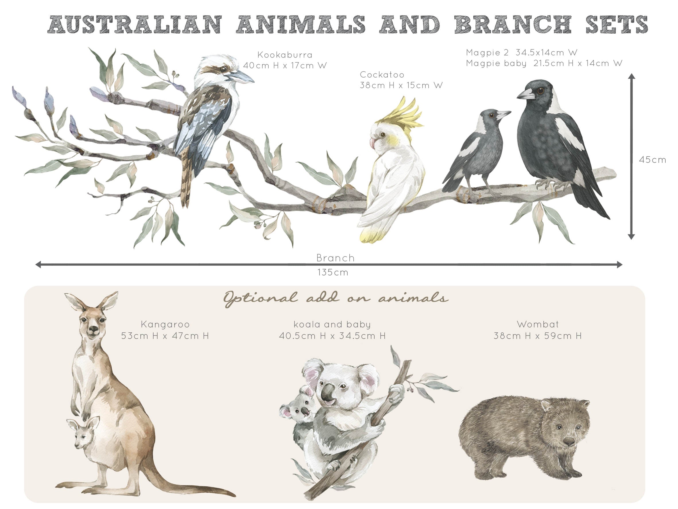 Extended Gum Tree Branch + Animals