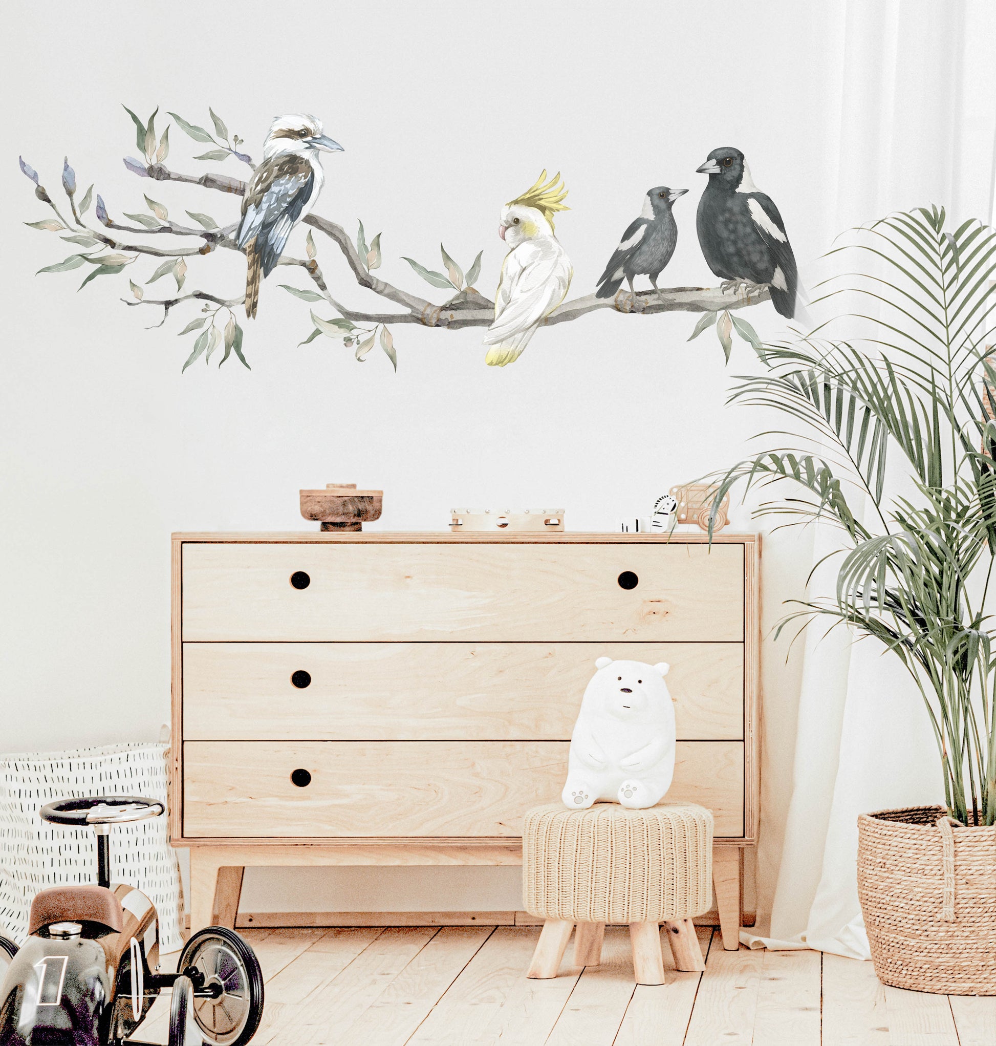 Extended Gum Tree Branch + Animals - Wall Decals Australia - Fable and Fawn 