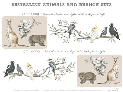 Extended Gum Tree Branch + Animals - Wall Decals Australia - Fable and Fawn