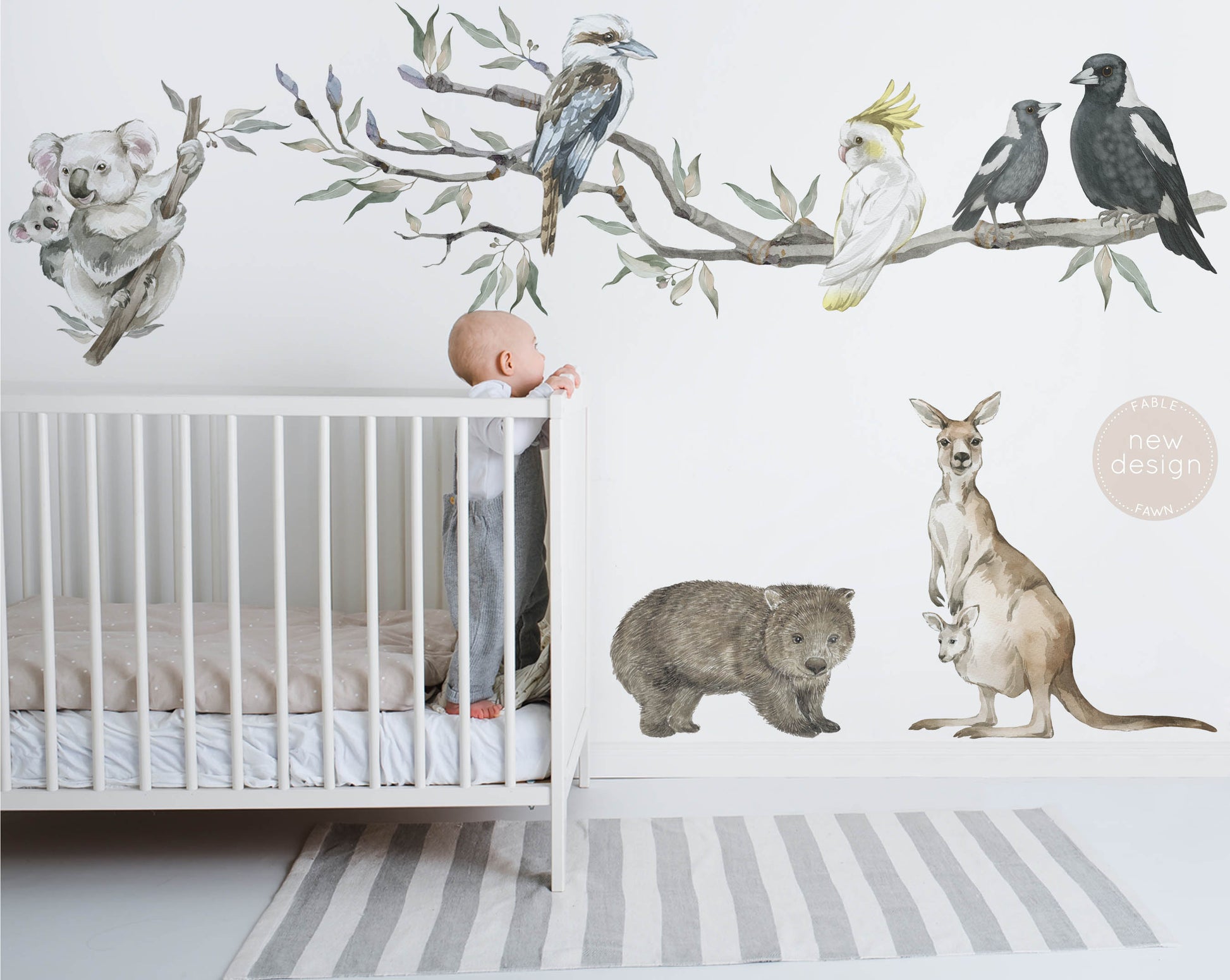Extended Gum Tree Branch Animals Wall Decal Set – Fable Fawn