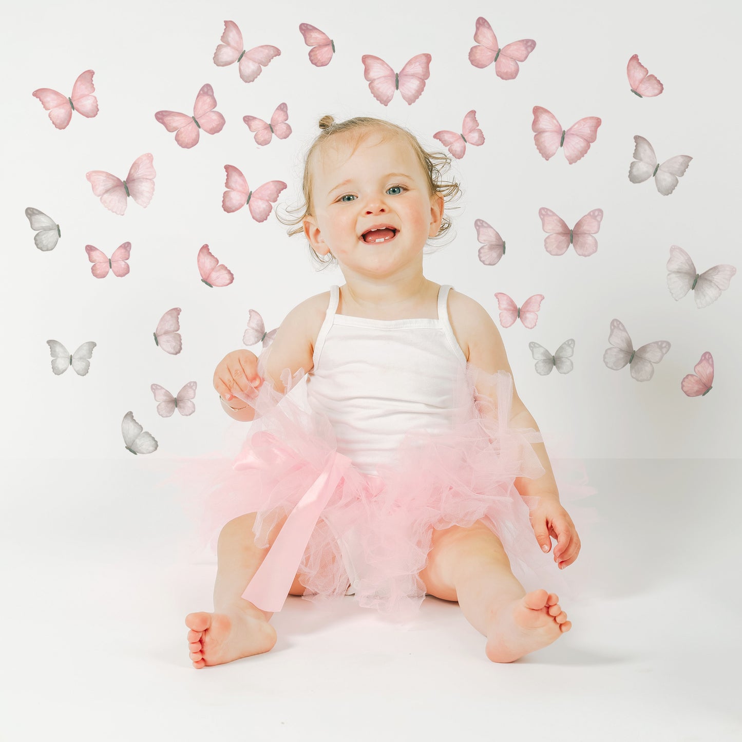 Butterfly Wall Decals (Pink & Grey)