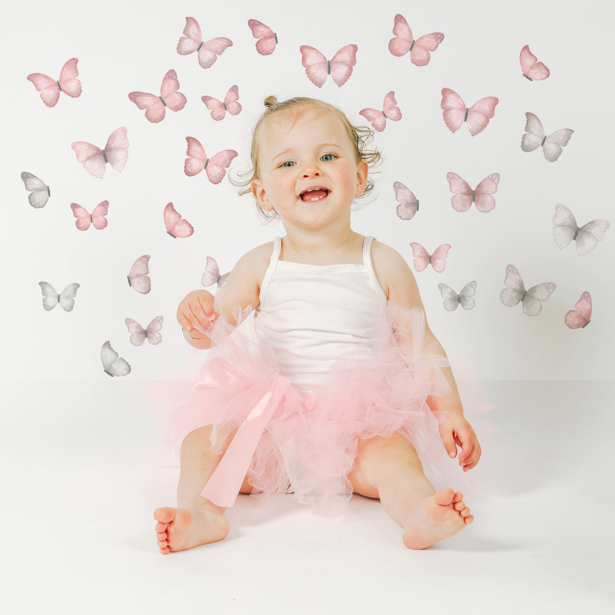 Butterfly Wall Decals (Pink & Grey)
