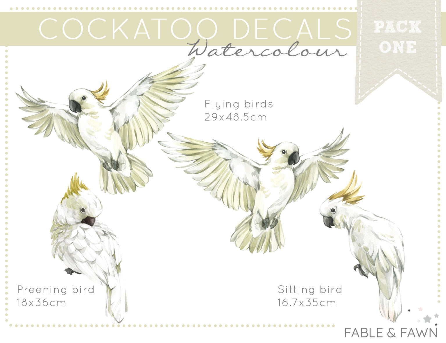 Cockatoo Bird Wall Decals - Wall Decals Australia - Fable and Fawn 