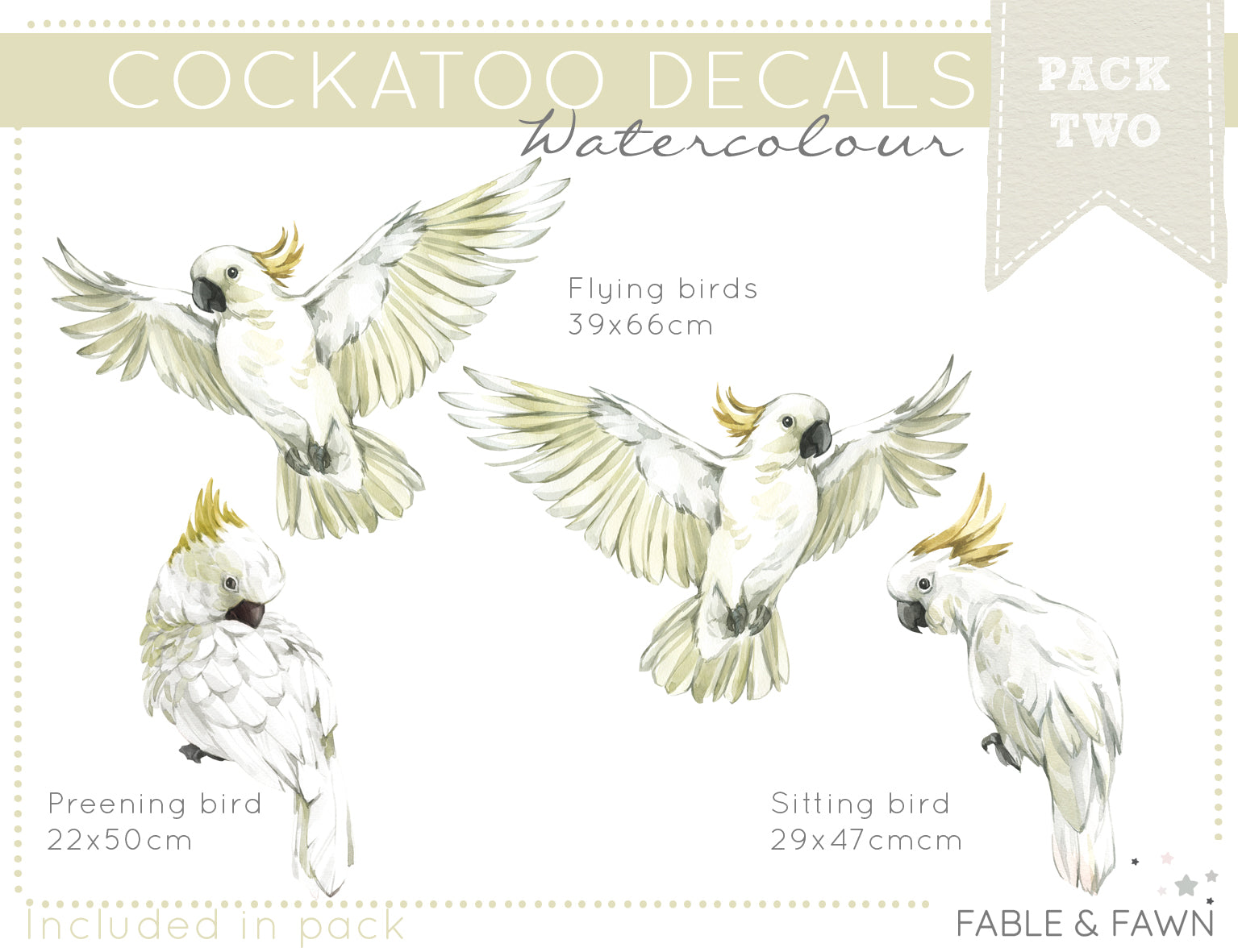 Cockatoo Bird Wall Decals - Wall Decals Australia - Fable and Fawn 