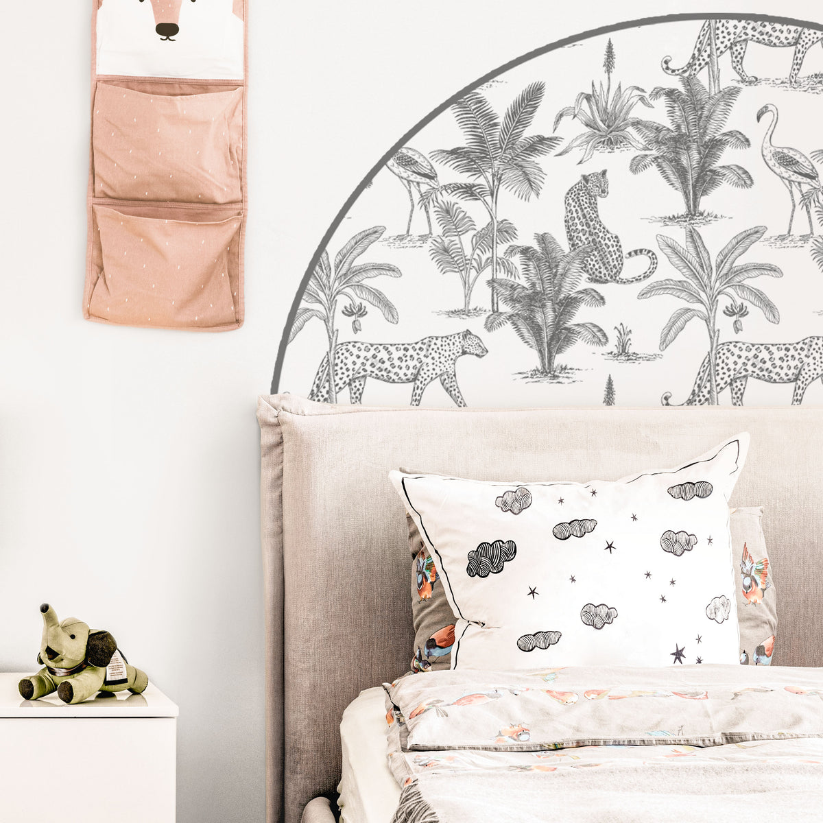 Bedhead Wall Decal - Leopard Safari (Charcoal)