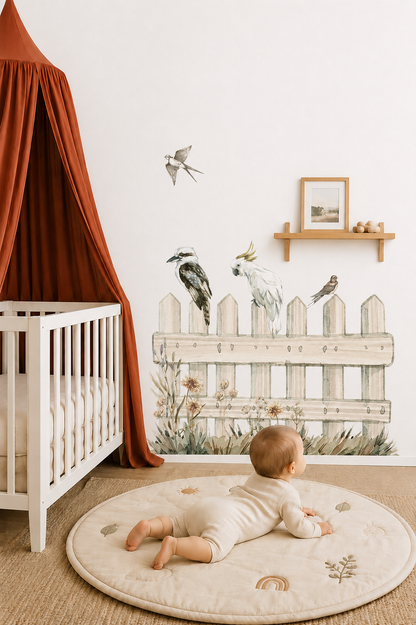 Australian Birds on Fence Wall Decal