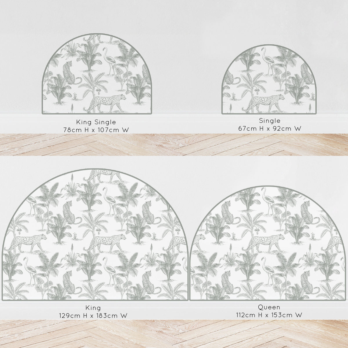 Bedhead Wall Decal - Leopard Safari (Charcoal) - Wall Decals Australia - Fable and Fawn