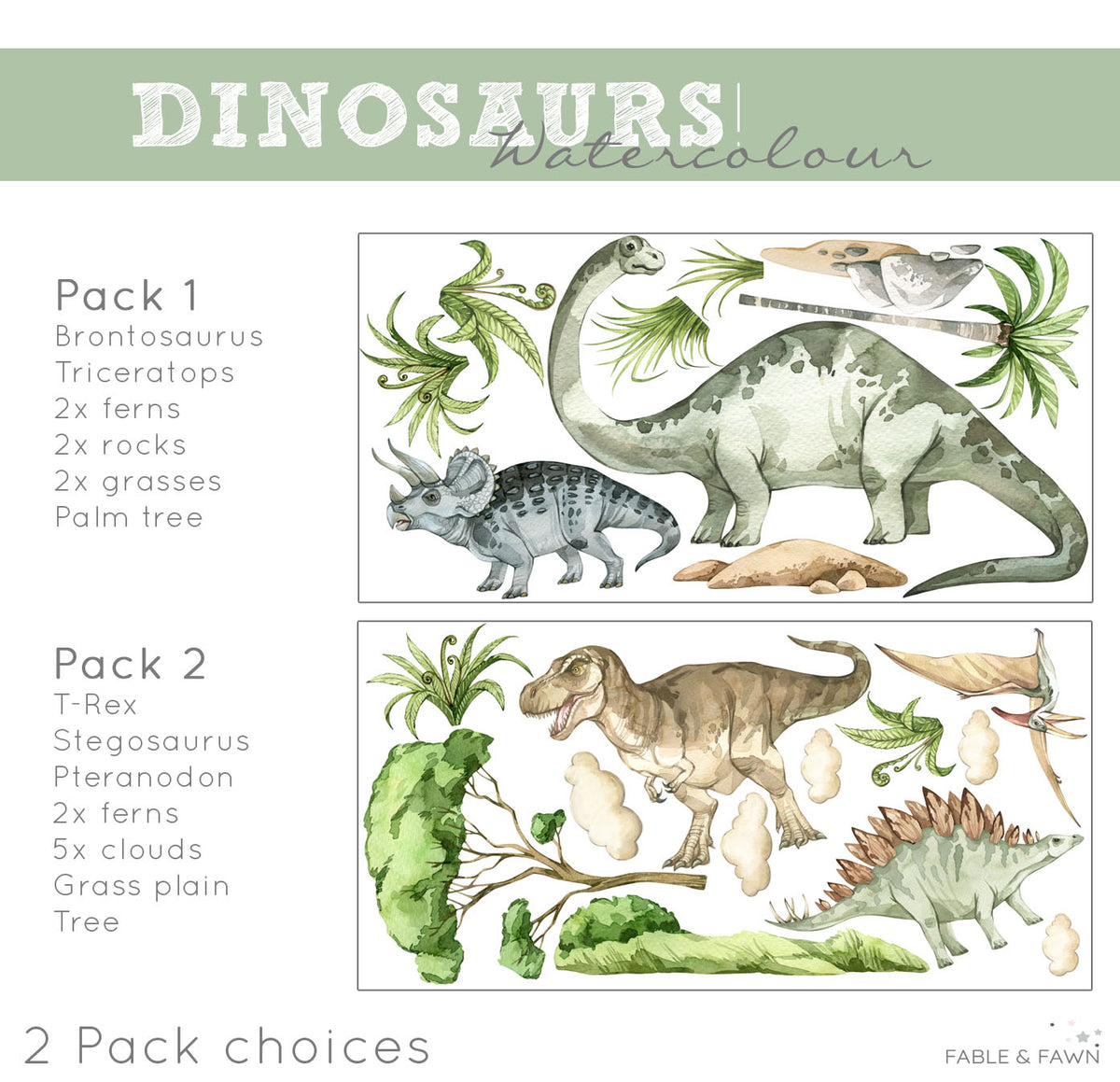Dinosaur decals for walls (Bundle) - Wall Decals Australia - Fable and Fawn 