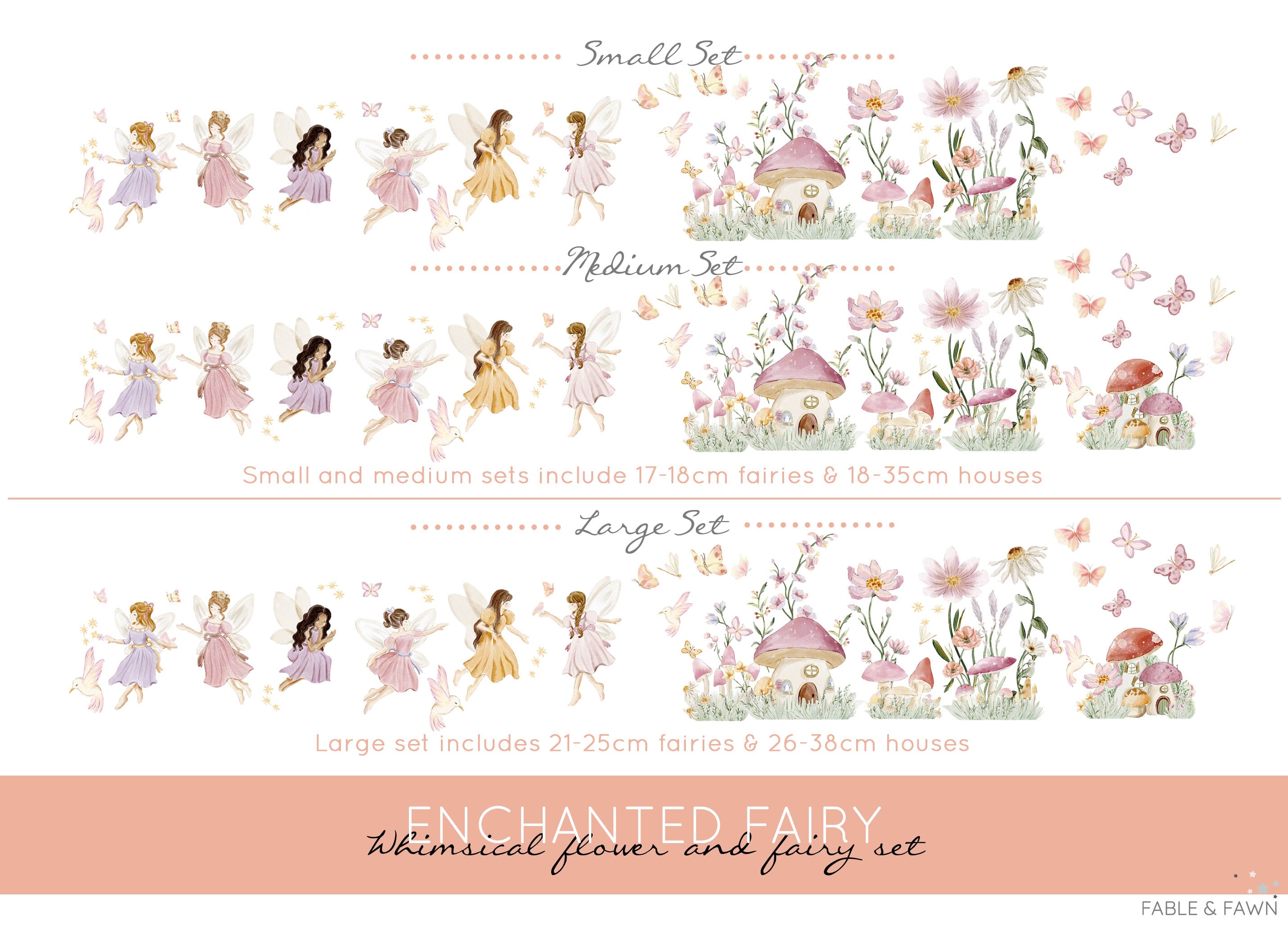 Enchanted Fairy Wall Stickers (Small Set) - Wall Decals - Fable and Fawn