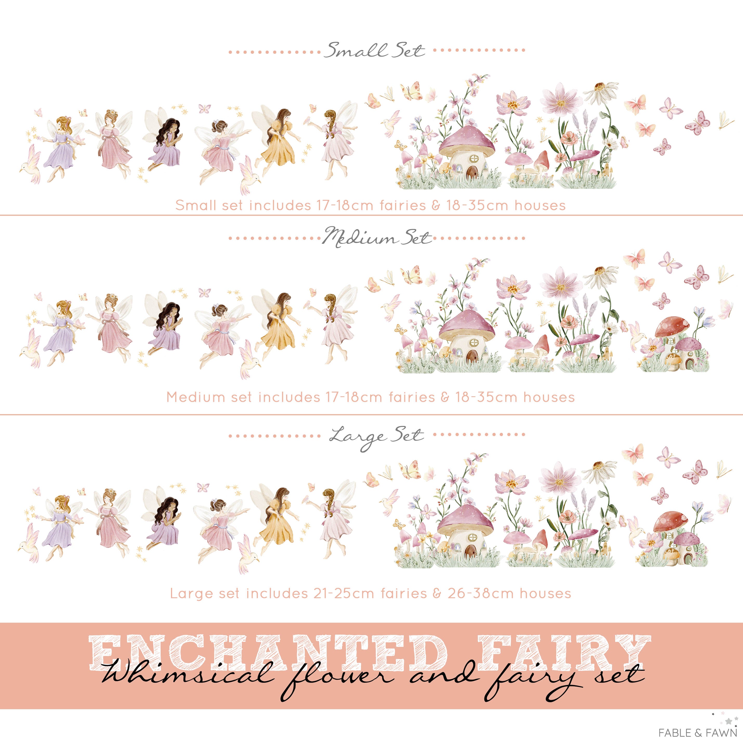Enchanted Fairy Wall Stickers (Medium Set)