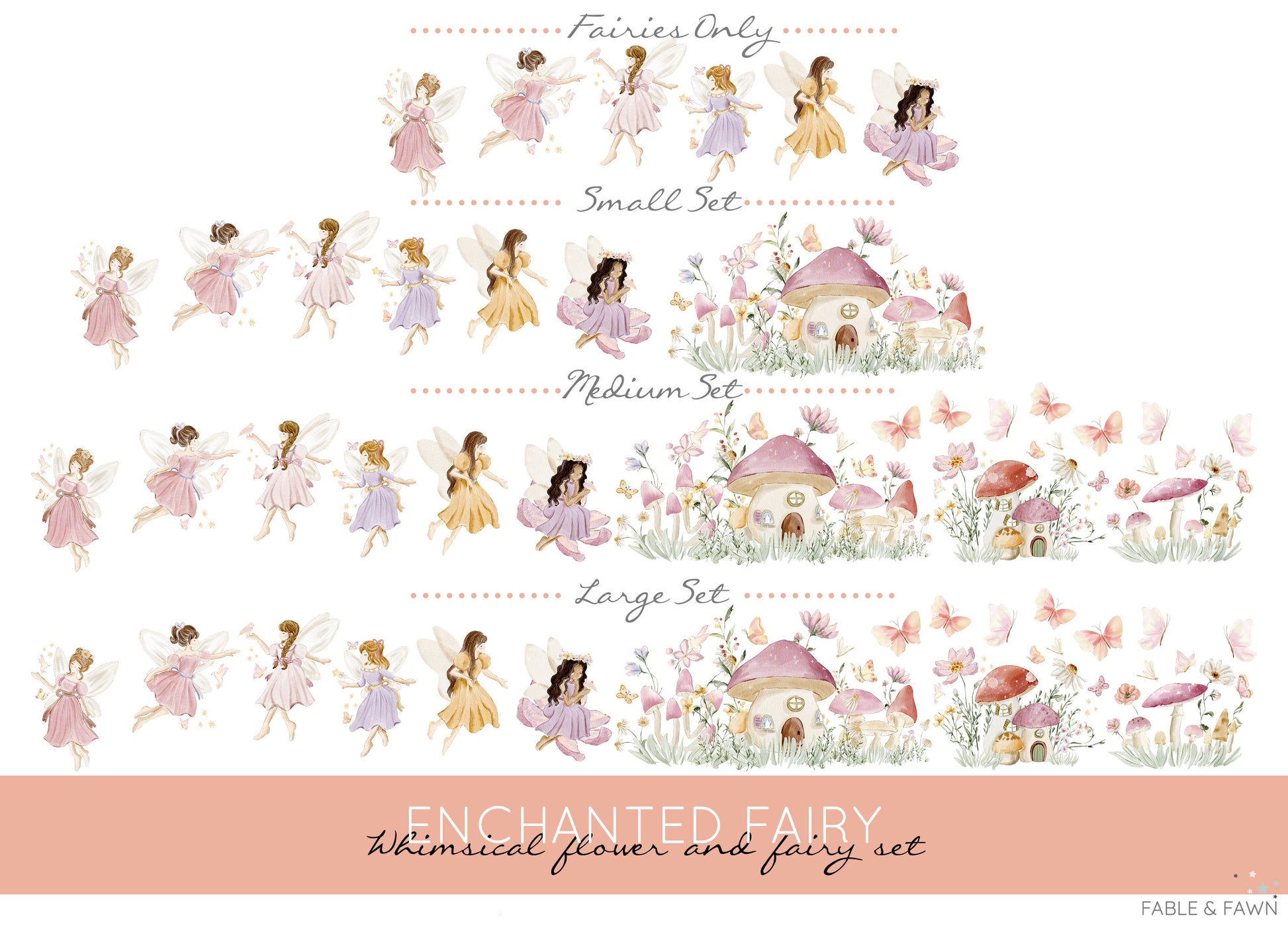 Enchanted Fairy Wall Stickers (Small Set) - Wall Decals - Fable and Fawn 
