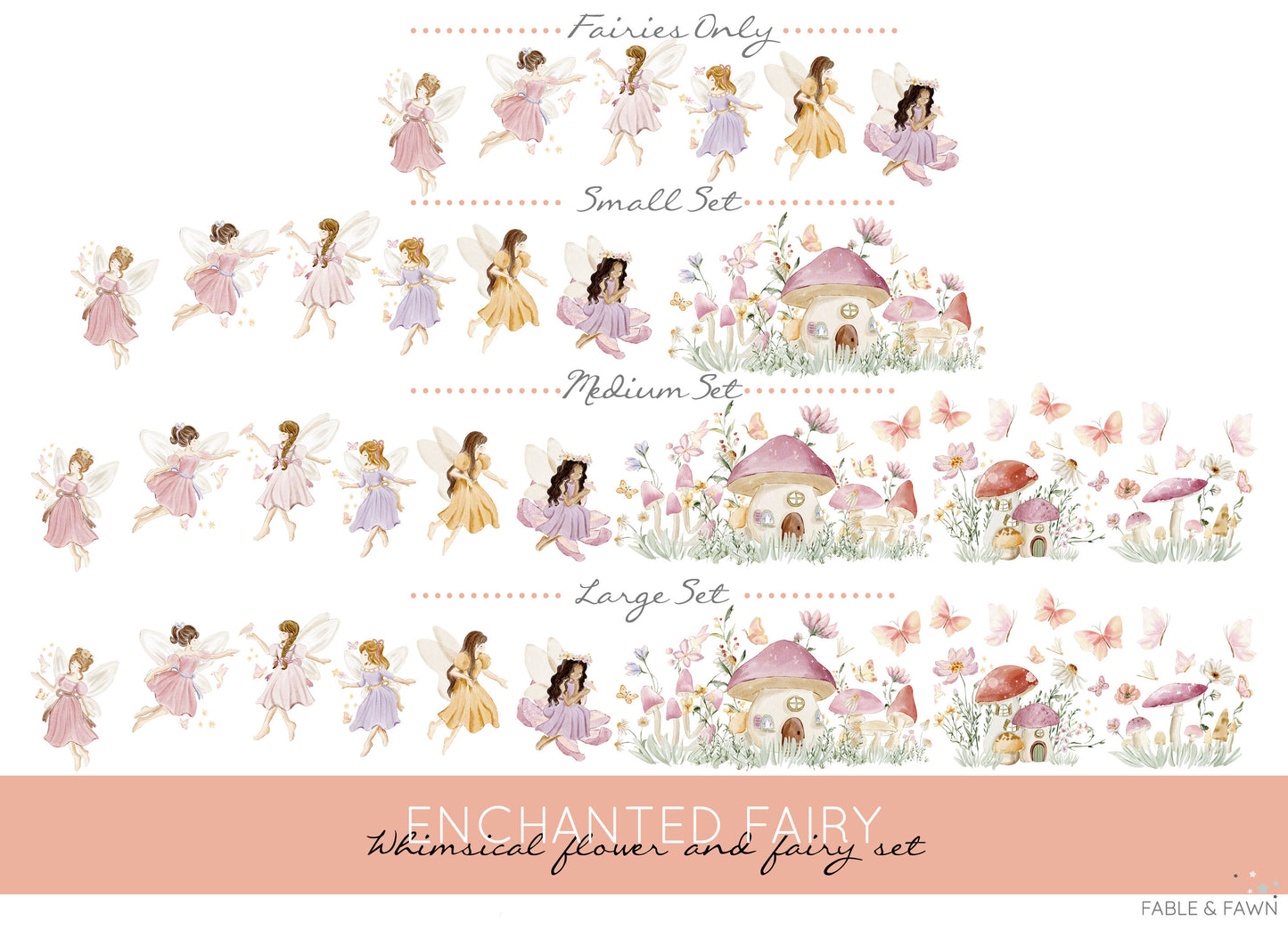 Enchanted Fairy Wall Stickers (Large Set) - Wall Decals - Fable and Fawn 