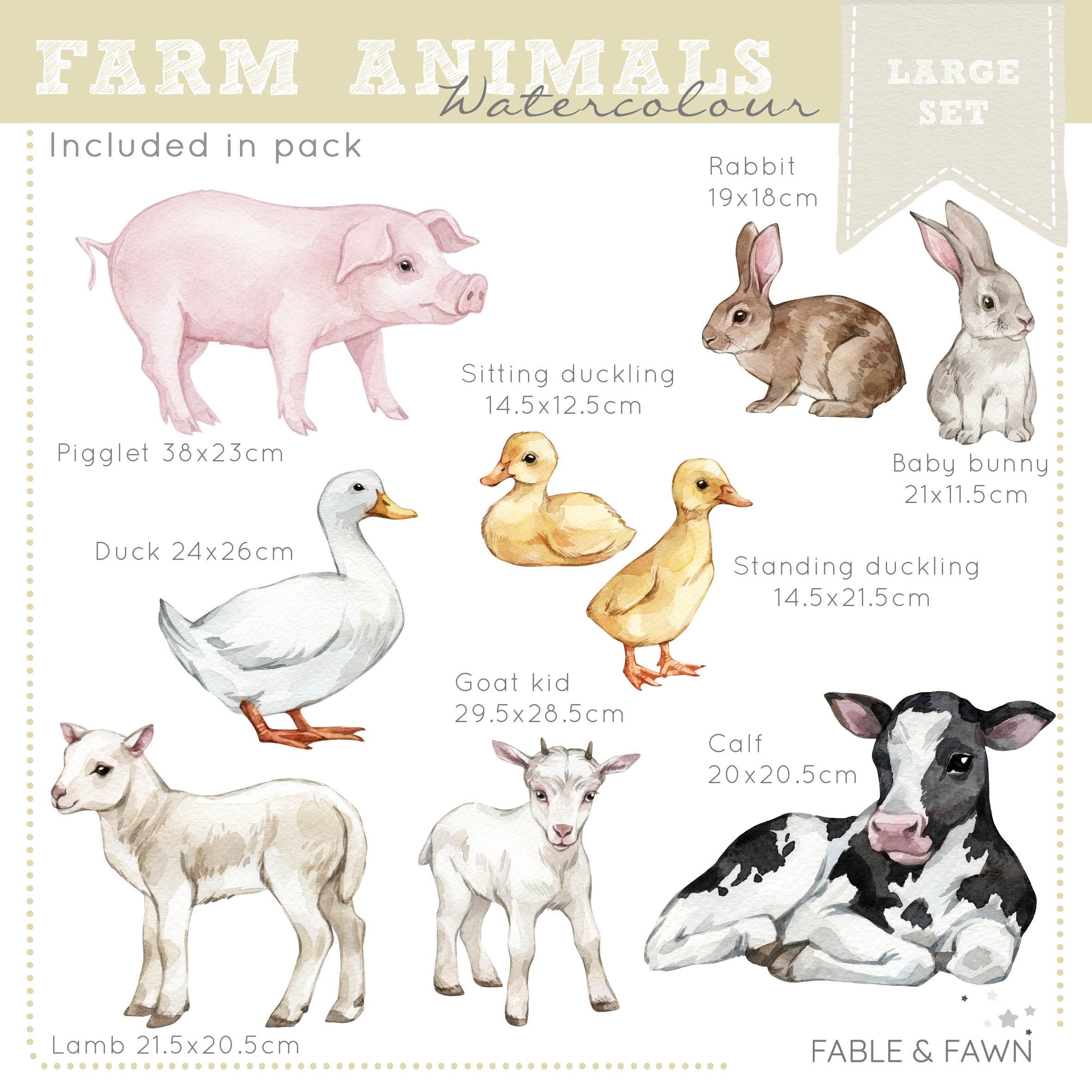 Farm Animal Wall Decal Set