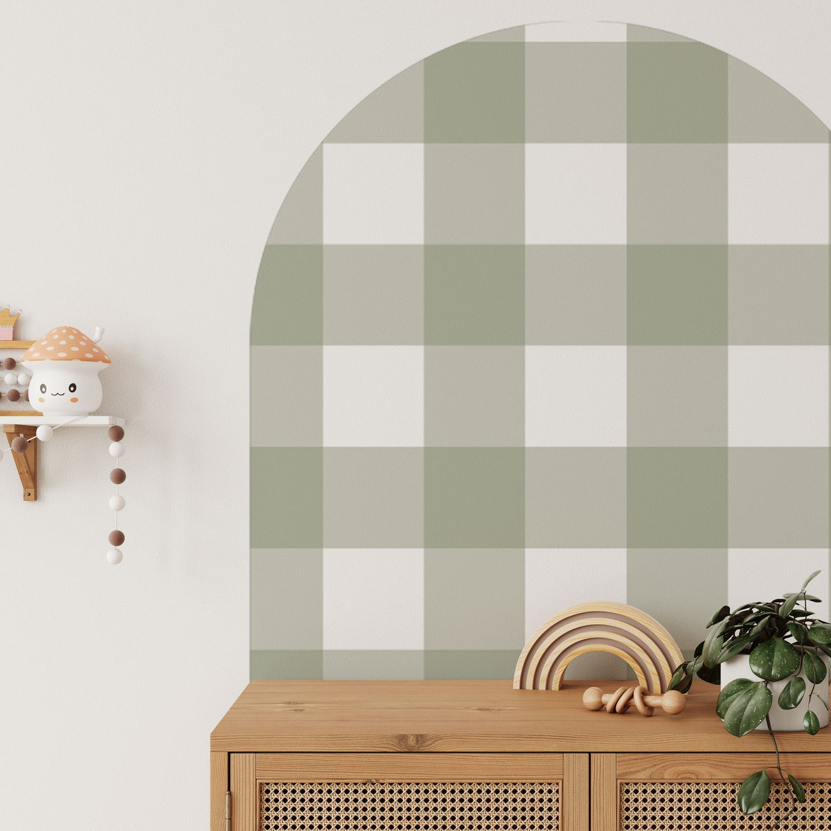 Olive Green Arch Wall Decal | Gingham