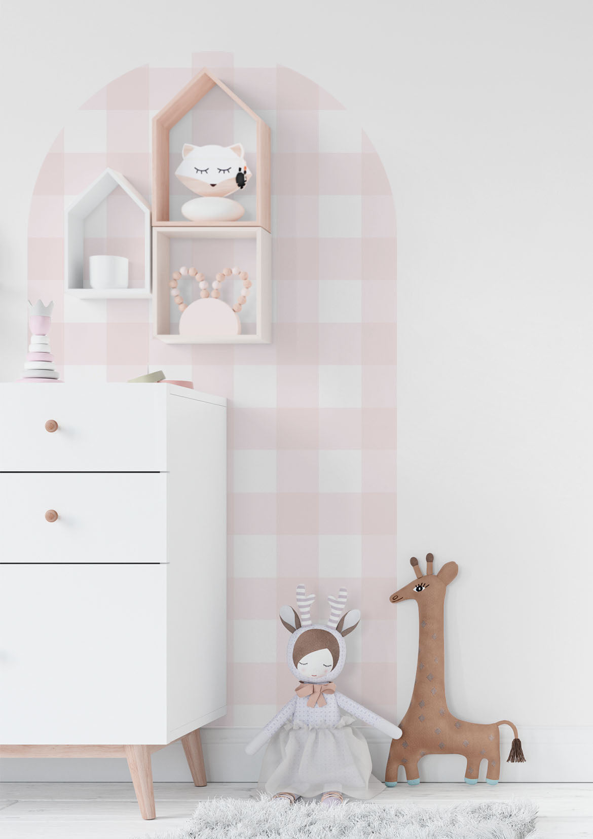 Pink Arch Wall Decal | Gingham