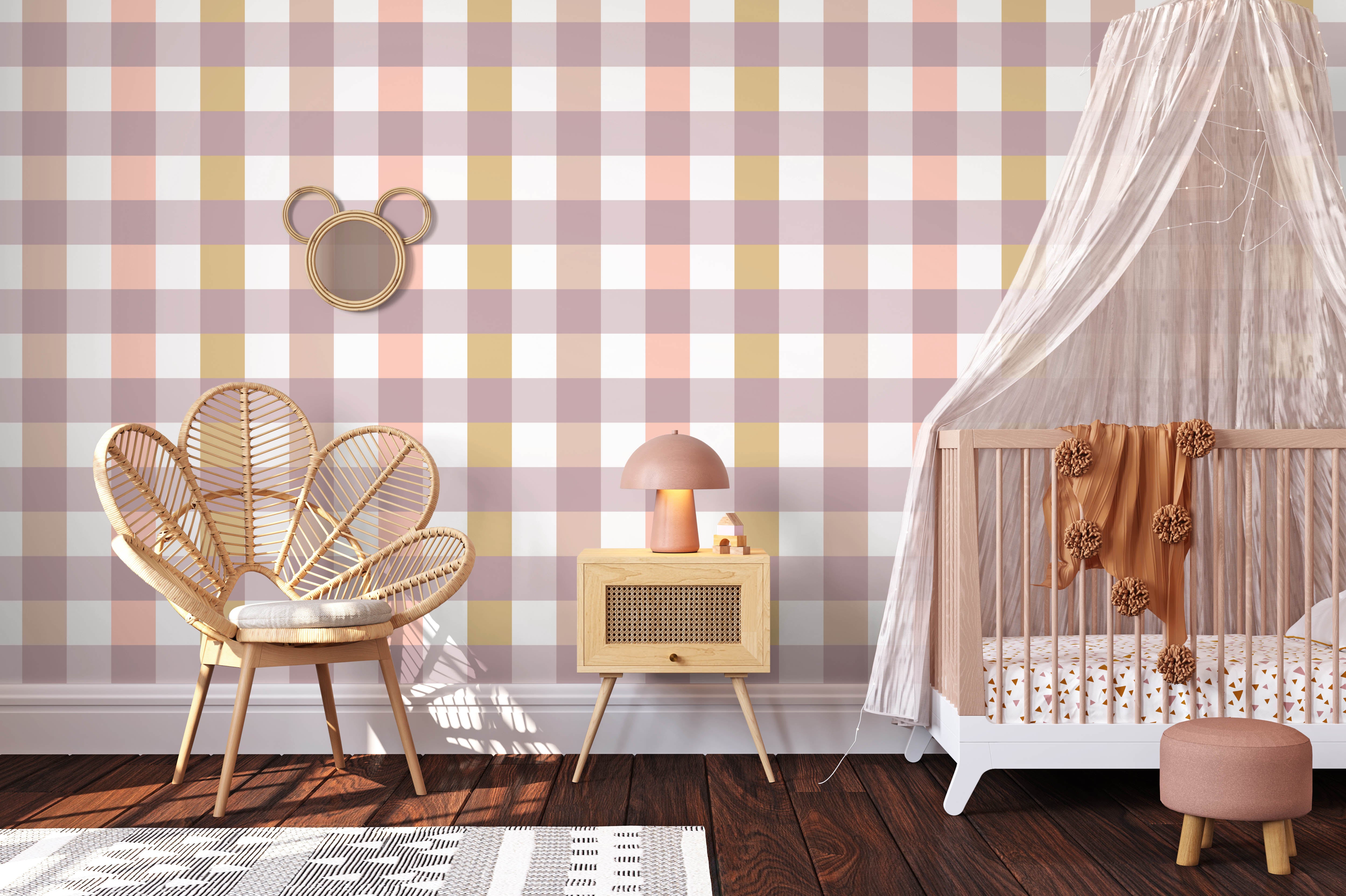 Gingham Wallpaper (Golden Blush) - Wallpaper - Fable and Fawn 