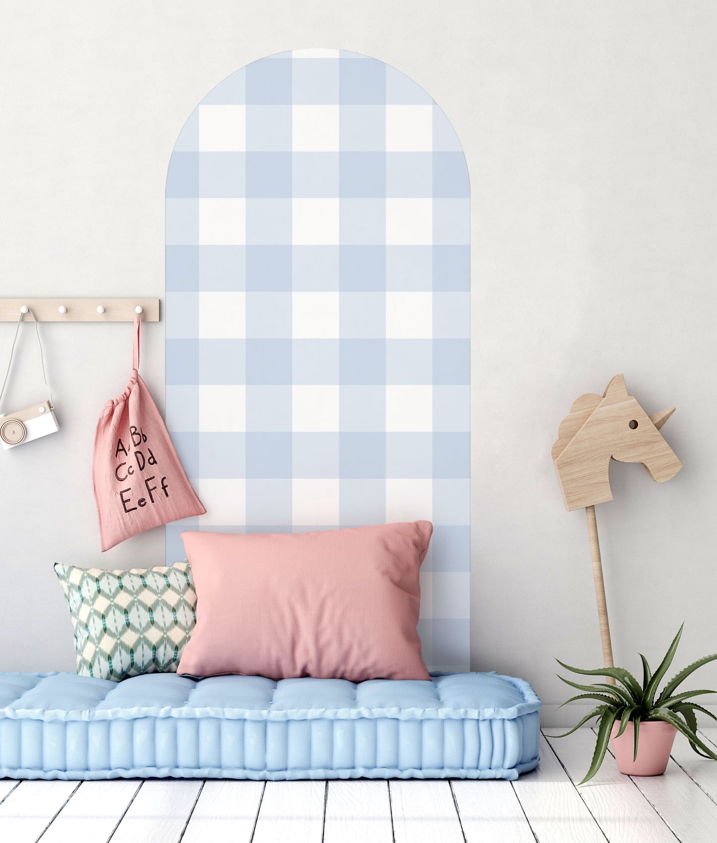 Baby Blue Arch Wall Decal | Gingham