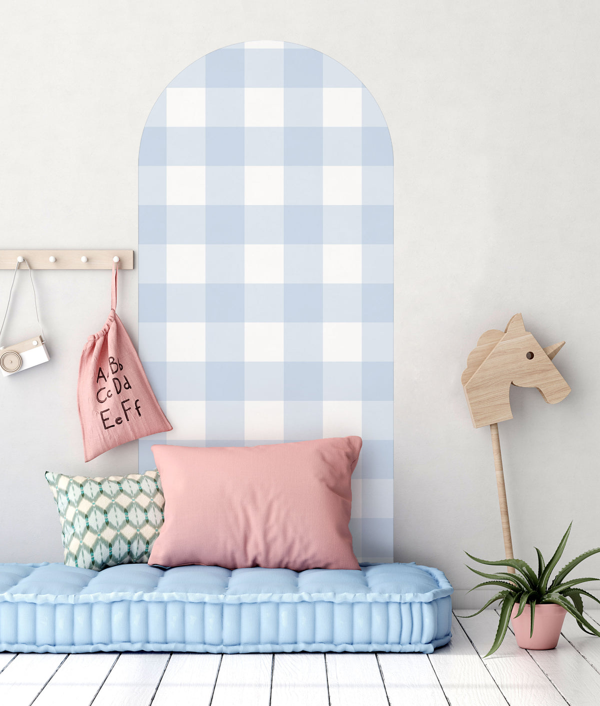 Baby Blue Arch Wall Decal | Gingham