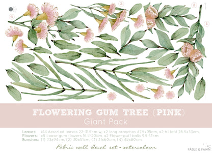 Flowering Gum Tree Wall Decal Set (Pink)