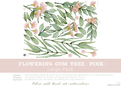 Flowering Gum Tree Wall Decal Set (Pink)