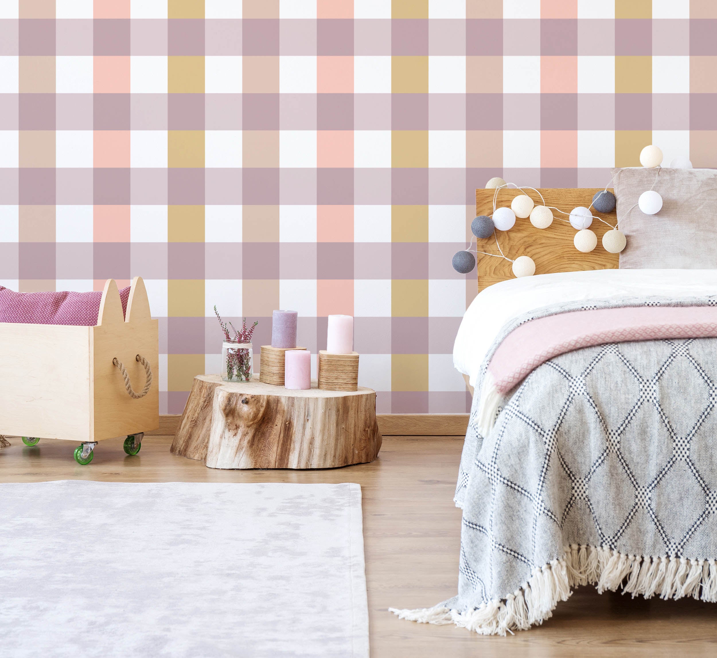 Gingham Wallpaper (Golden Blush) - Wallpaper - Fable and Fawn 