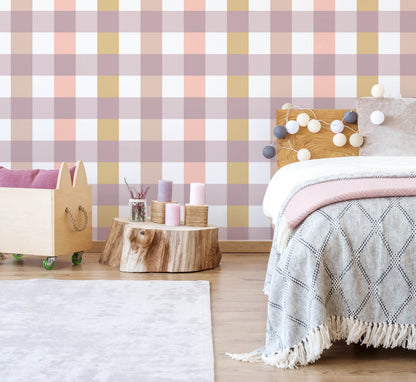 Gingham Wallpaper (Golden Blush) - Wallpaper - Fable and Fawn 
