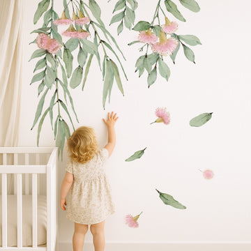 Flowering Gum Tree Wall Decal Set (Pink)