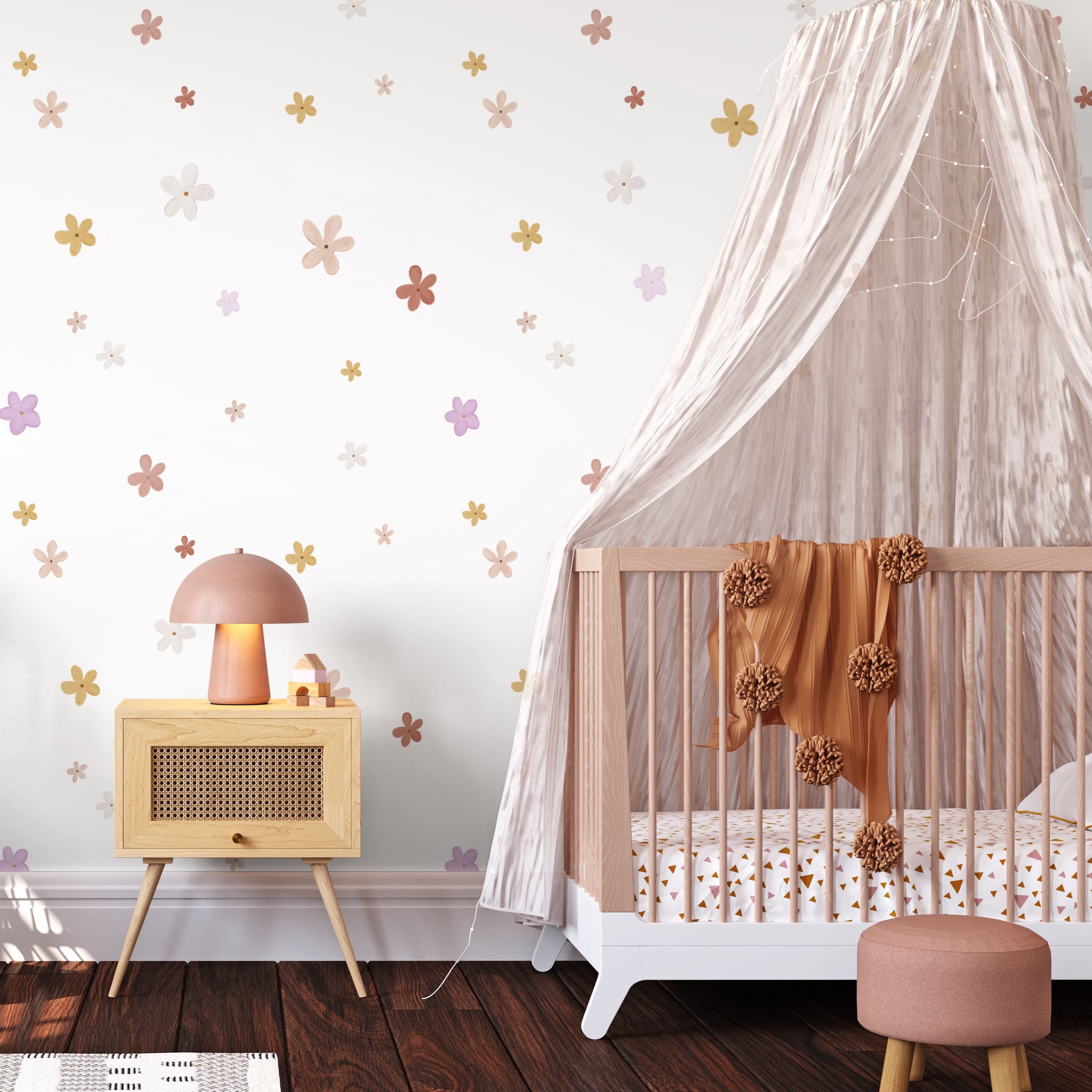 Groovy Flower Wall Decals | Removable Boho Nursery Stickers – Fable and ...