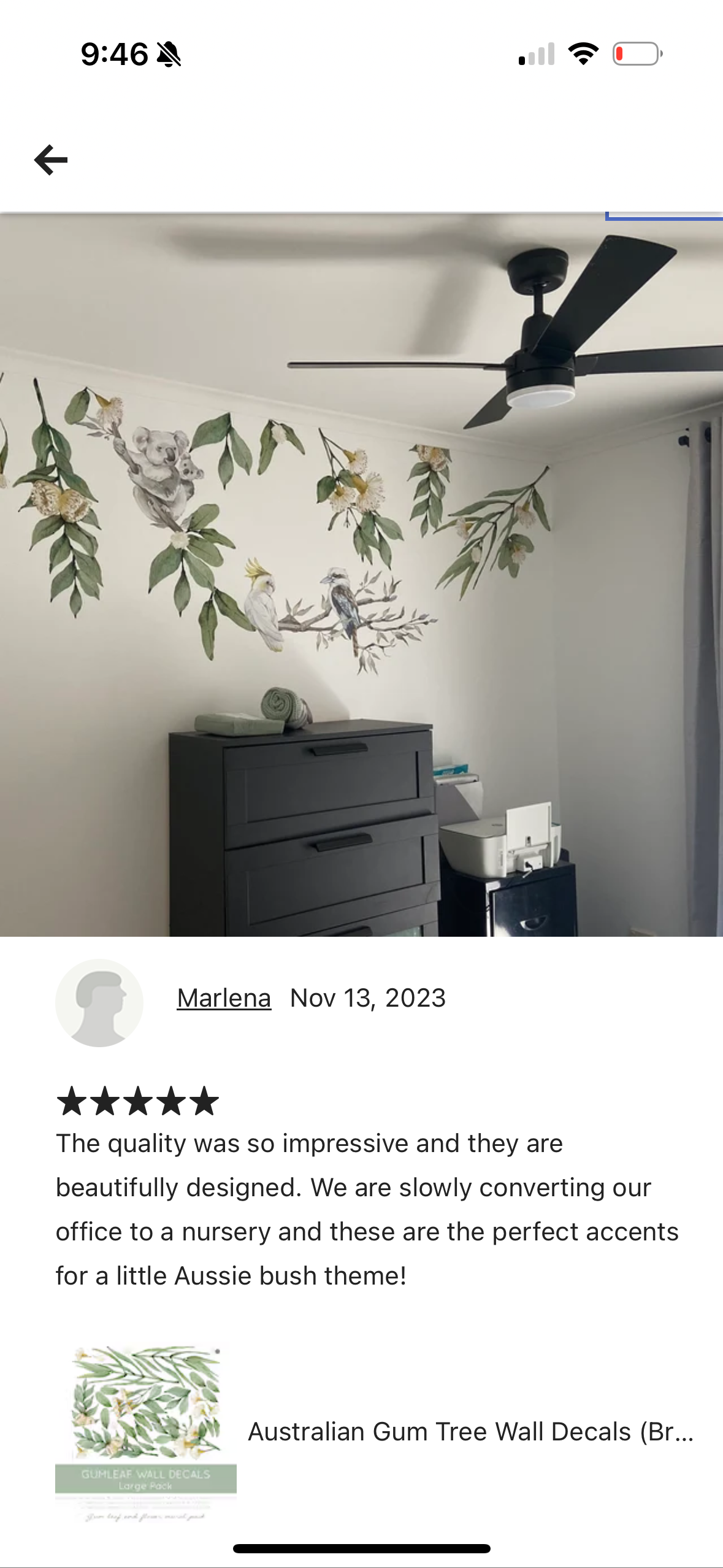 Flowering Gum Tree Wall Decal Set (Gold) - Wall Decals Australia - Fable and Fawn 