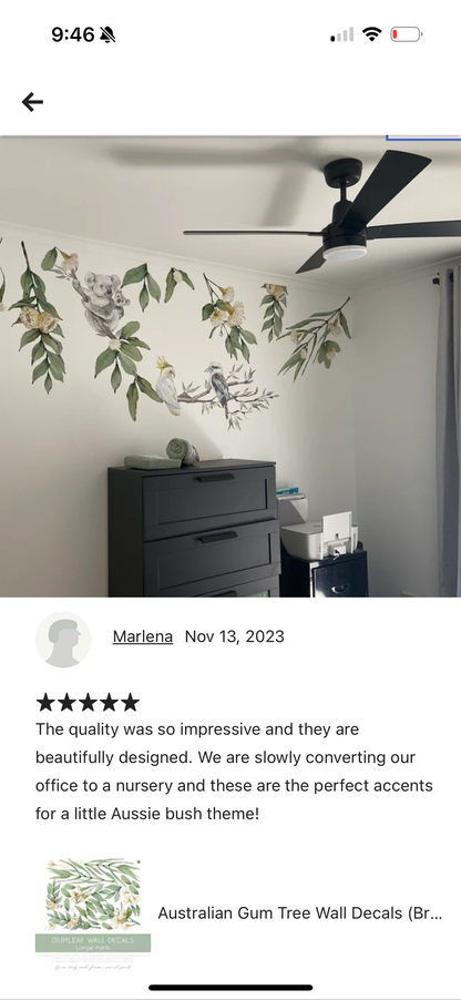 Gum Tree Branch + Animals - Wall Decals Australia - Fable and Fawn 