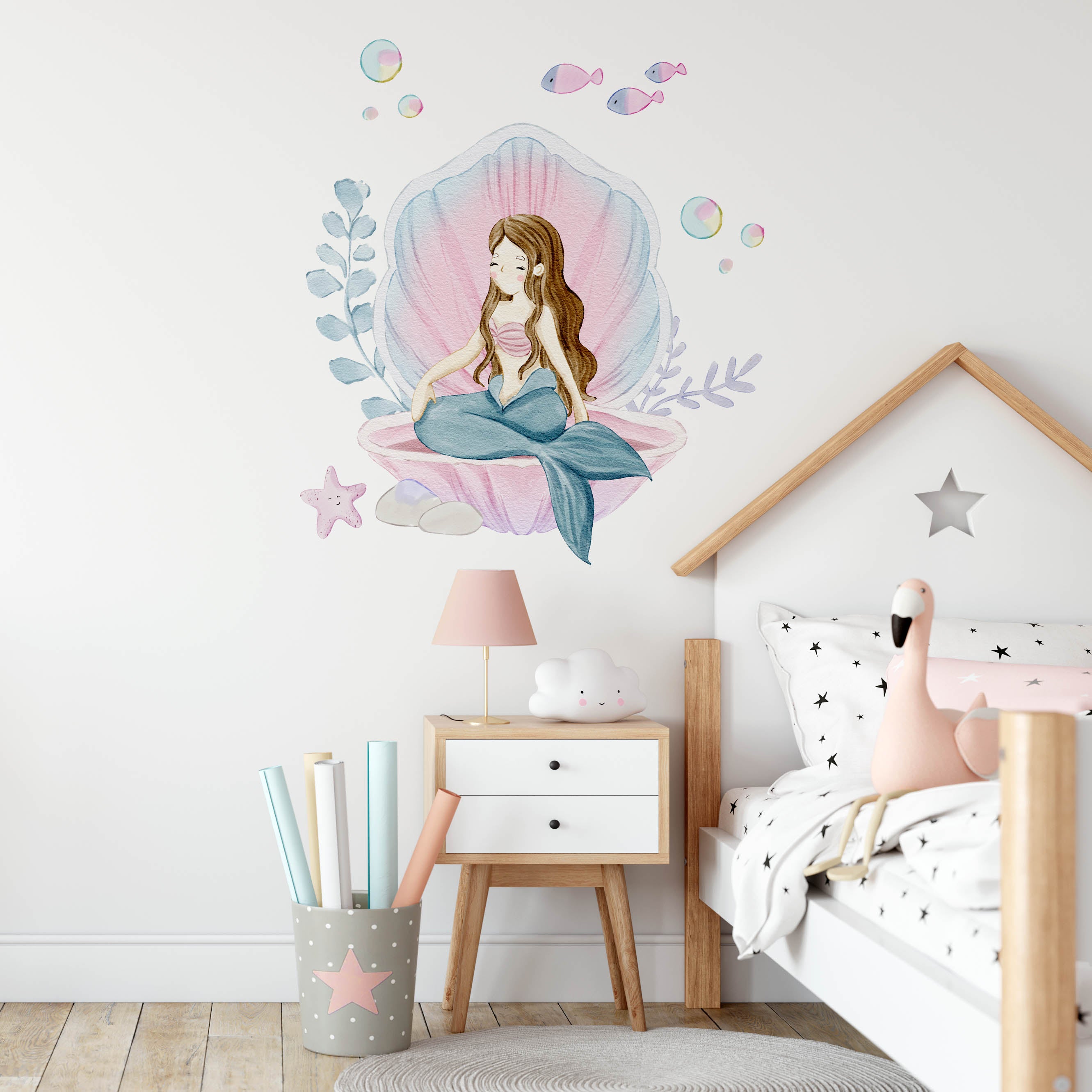 Aurora the Mermaid Wall Decal - Wall Decals - Fable and Fawn 