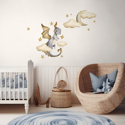 Baby Dragon Nursery Wall Sticker - Wall Decals Australia - Fable and Fawn 