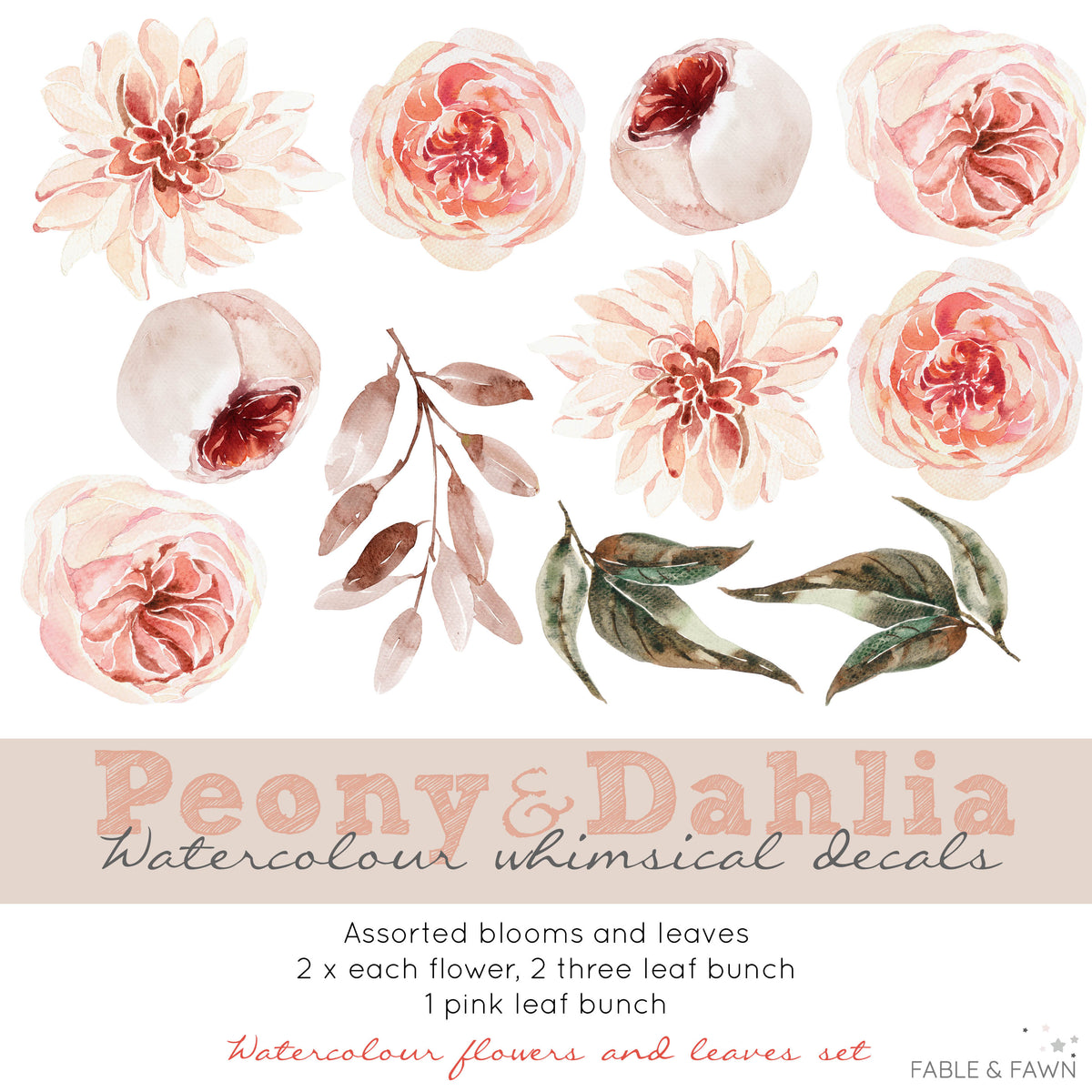Peony & Dahlia - Flower Wall Decals