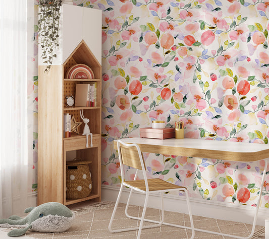 Lady Bug Floral Wallpaper