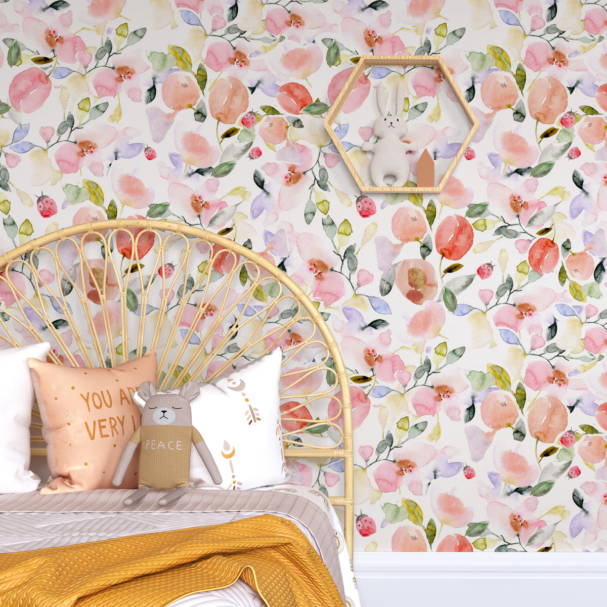 Lady Bug Floral Wallpaper - Wallpaper - Fable and Fawn 
