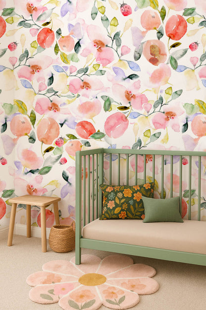 Lady Bug Floral Wallpaper - Wallpaper - Fable and Fawn 