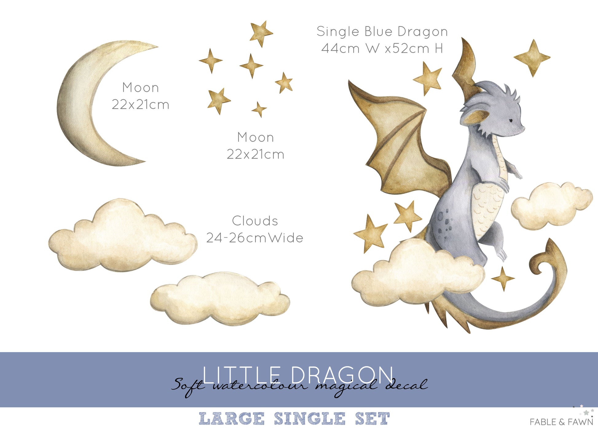 Baby Dragon Nursery Wall Sticker - Wall Decals Australia - Fable and Fawn 