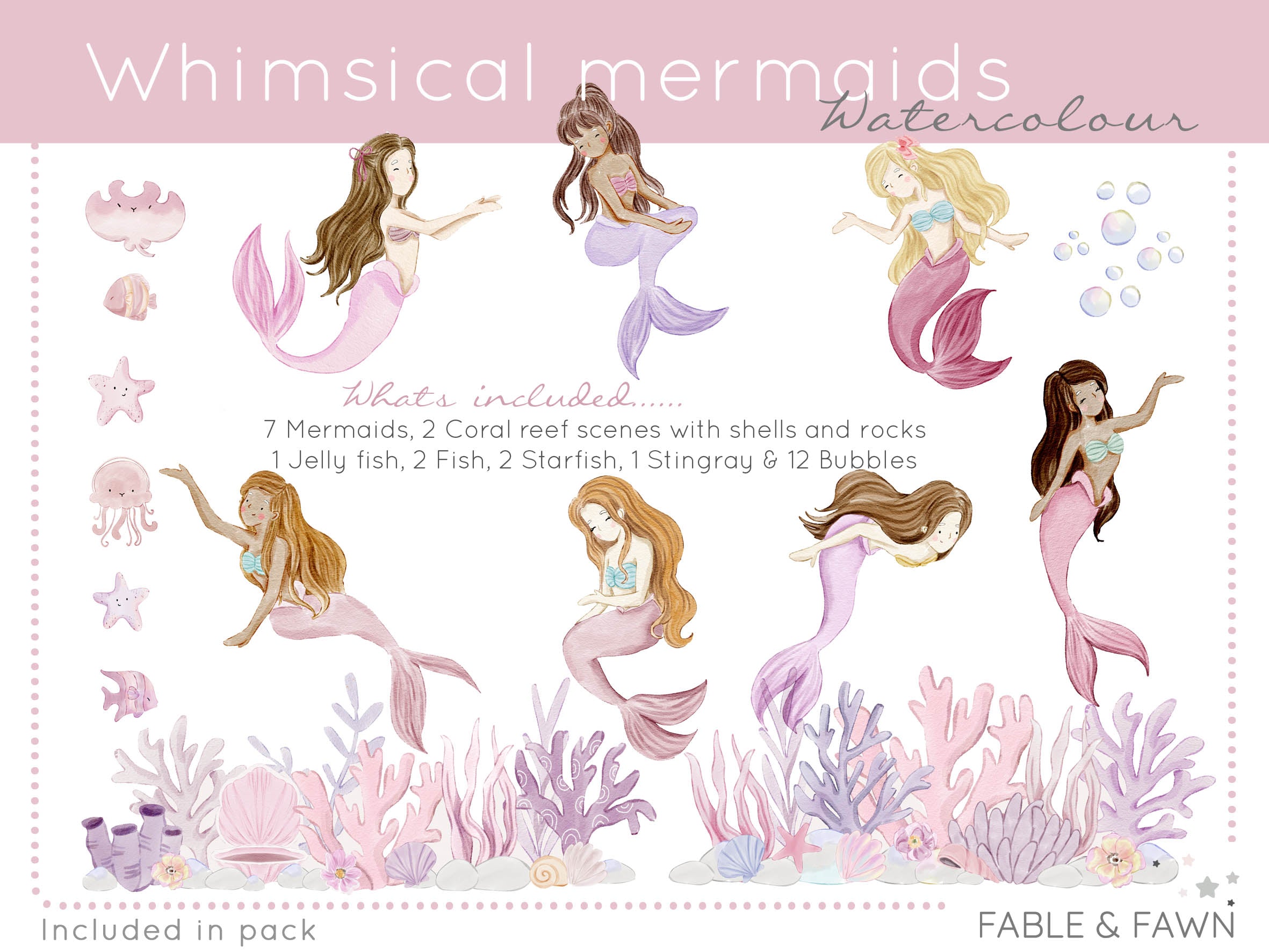Mermaid Wall Decals - Wall Decals - Fable and Fawn 