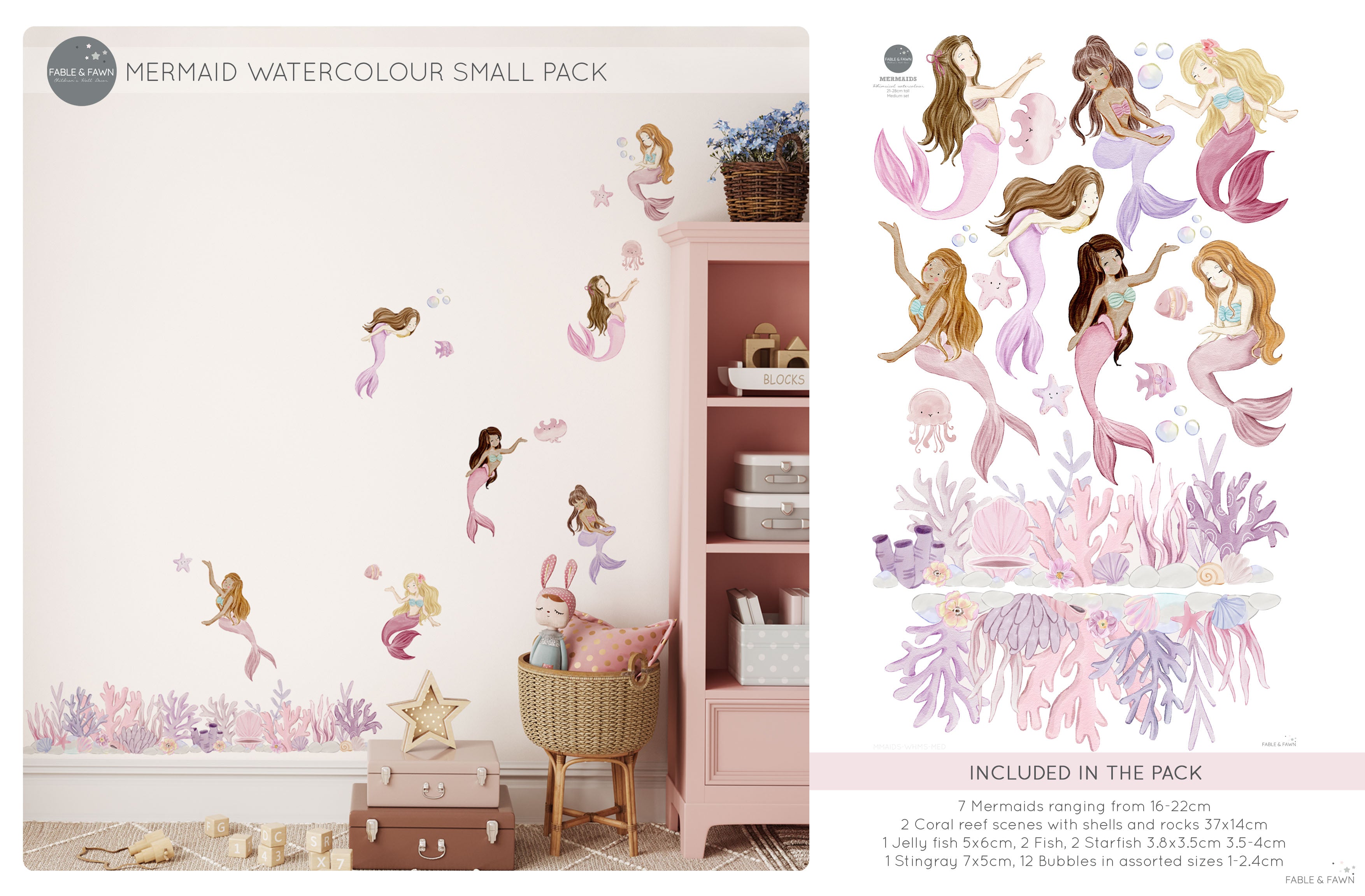 Mermaid Wall Decals - Wall Decals - Fable and Fawn 