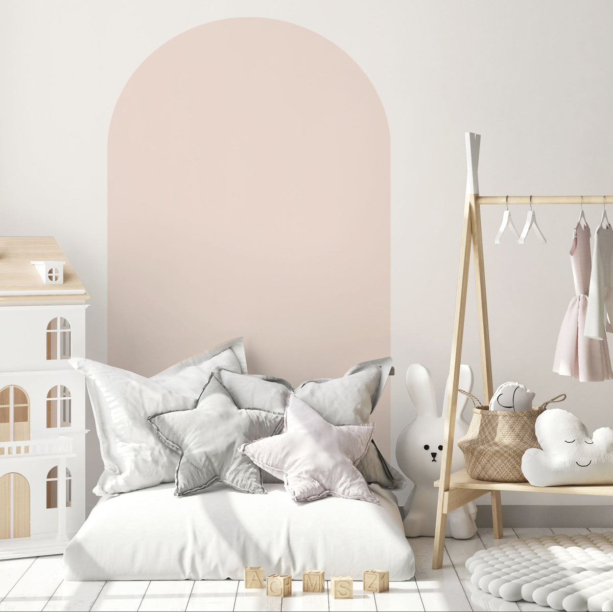 nude arch wall decal in girls nursery bedroom 