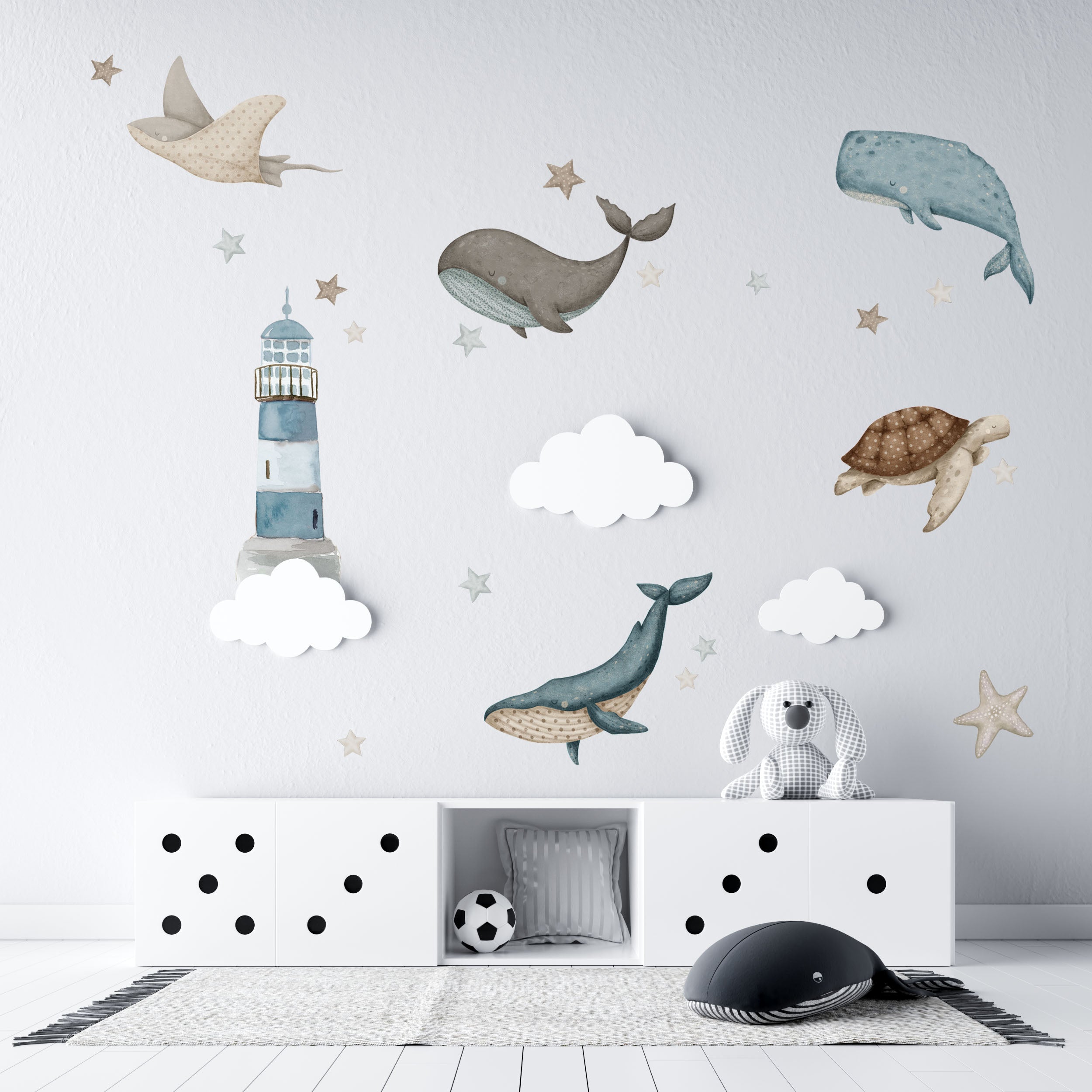 50% OFF - Baby Whale Decal Set - Wall Decals Australia - Fable and Fawn