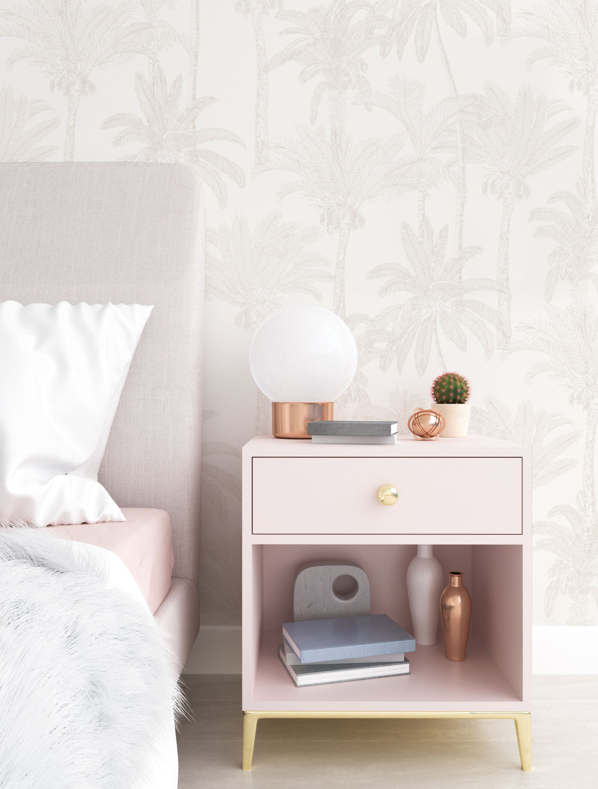 Palm Tree Wallpaper (Beige) - Wallpaper - Fable and Fawn