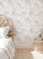 Peony Black White Wallpaper - Wallpaper - Fable and Fawn