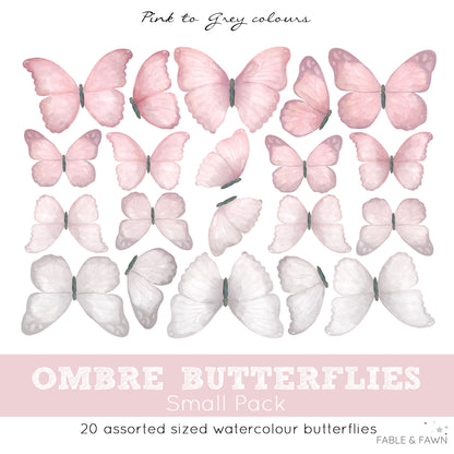 Butterfly Wall Decals (Pink & Grey)