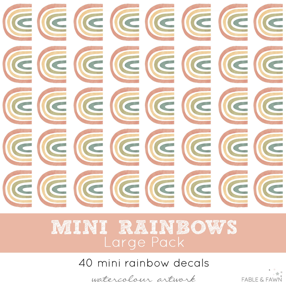 Rainbow Wall Decals (Bright) - Wall Decals Australia - Fable and Fawn 