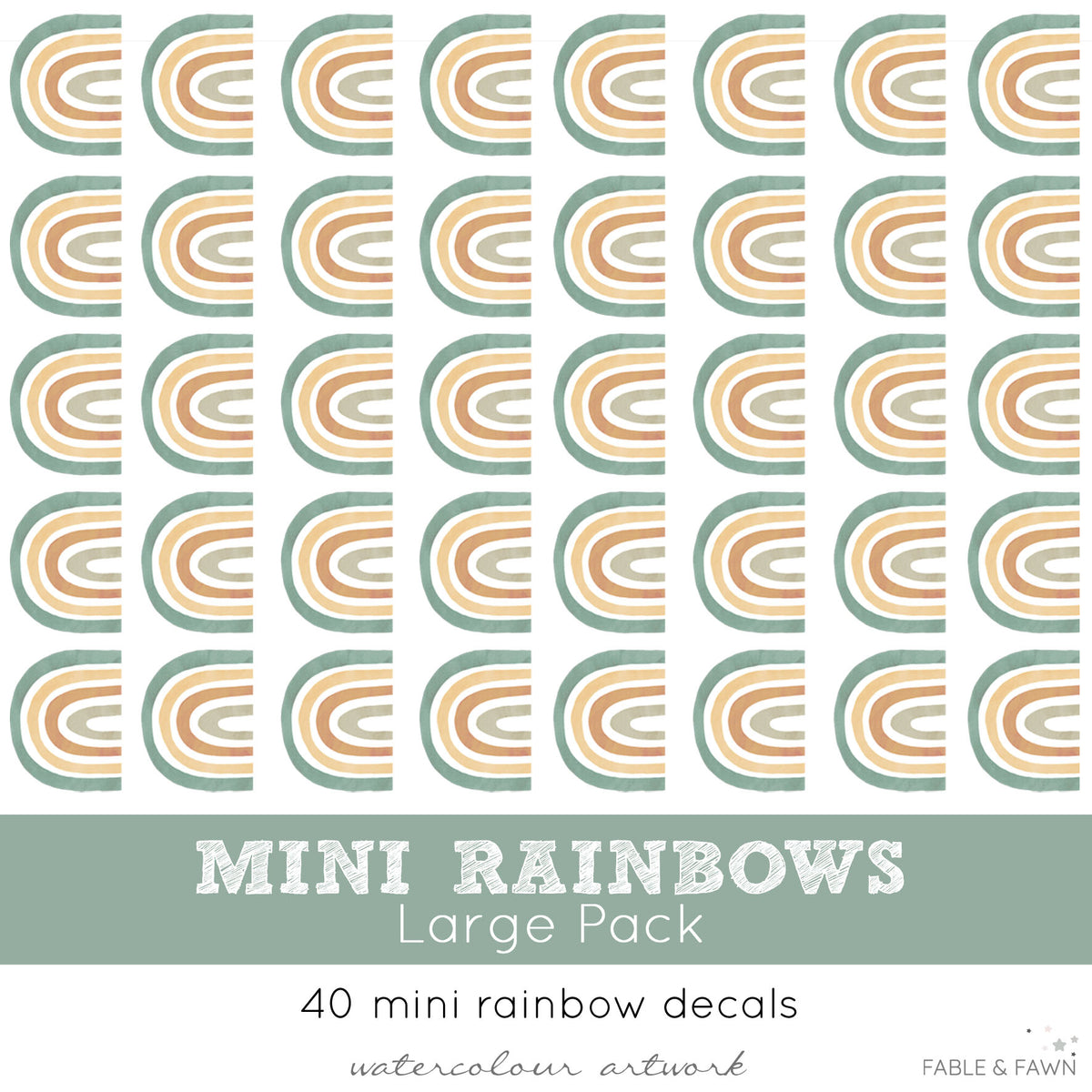 Rainbow Wall Decals (Sage) - Wall Decals Australia - Fable and Fawn 